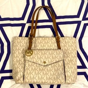 Michael Kors Bag - Michael Kors Tan Leather Logo Shoulder Bag